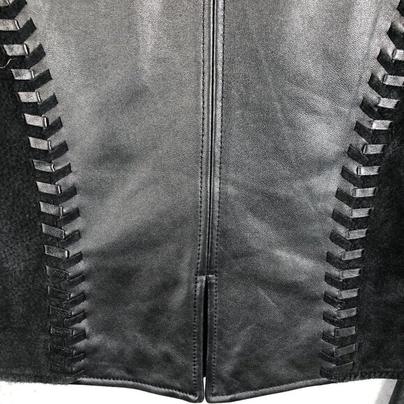 Cripple Creek Leather Jackt Womens Small Black Western Concho Braided Ranch - Picture 12 of 16